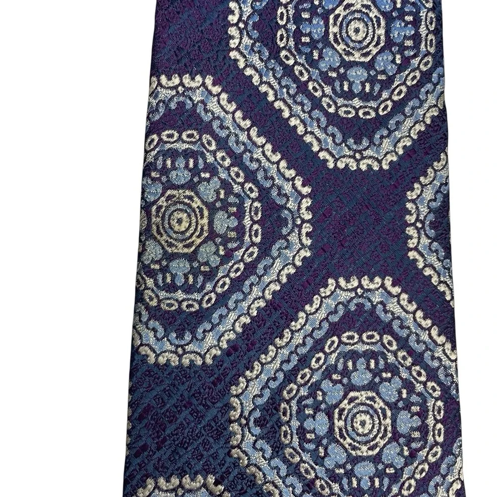Polo Ralph Lauren Men's Vtg Wide Tie Blue Geometric Jacquard Silk 4 3/8